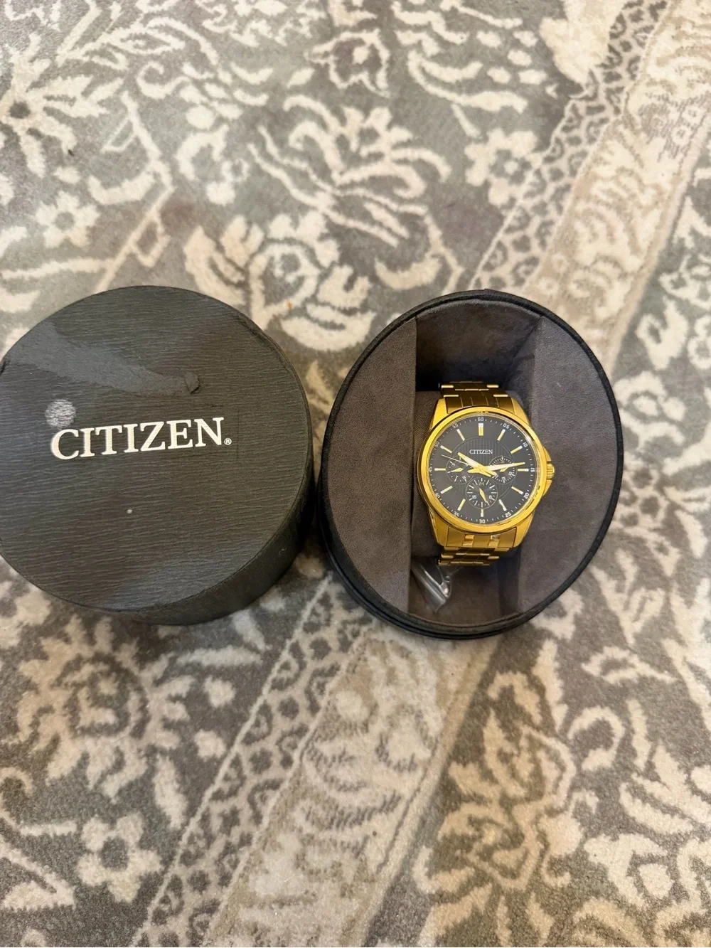 Citizen Gold Multi-Function Men's Quartz Blue Dial Watch AG8342-52L w/ Box 42mm